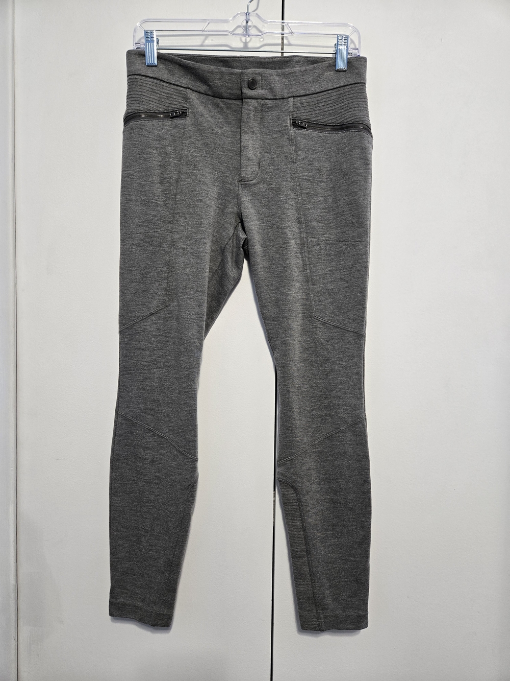 Athleta Women’s Size 6 Gray Moto Ponte Pants Skinny Zip Pocket Stretch